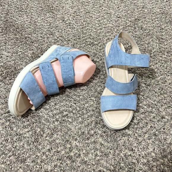 Ecco Plateau Sandal Womens Shape Wedge Size US 9-9.5 EU 40 Blue Strappy New
